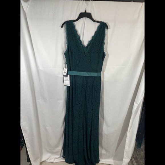 NWT Adrianna Papell [ Plus Size 20W ] Ribbon-Belt Lace Gown‎ in Forest Green - Picture 6 of 12